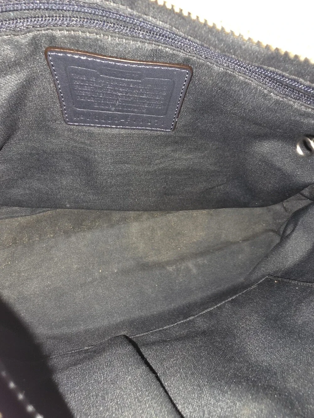 Coach Brown Signature Canvas Shoulder Bag with Cream and Navy Accents